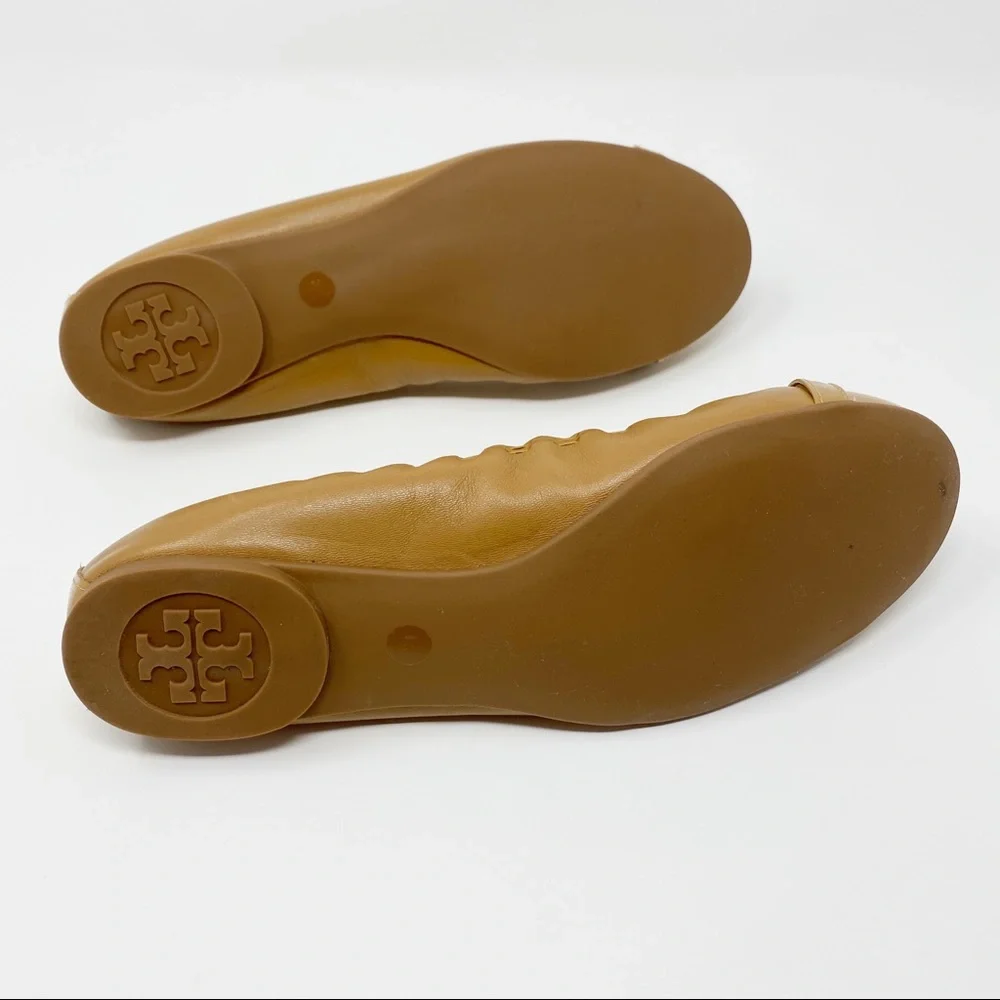 Tory Burch Romy Cap Toe Tan Ballet Flats Size 8 - Picture 7 of 8